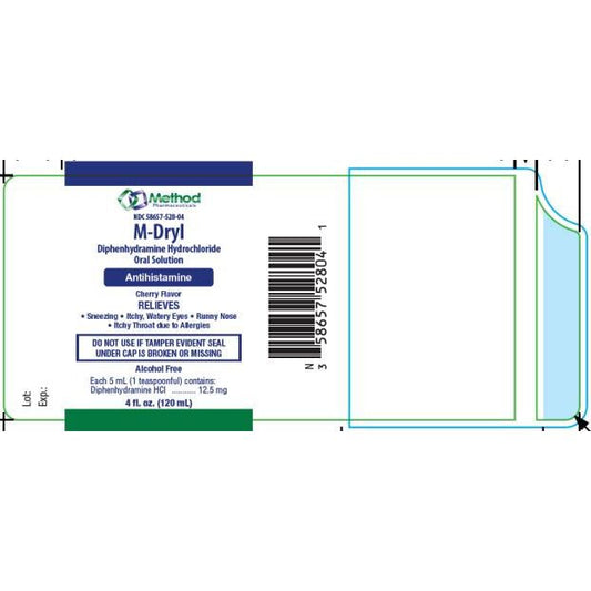 Method Pharmaceuticals Diphenhydramine HCI Oral Solution 12.5 MG, 4 FL OZ Medicine & Drugs Pasteur Pharmacy