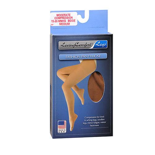 Loving Comfort Sheer Pantyhose 15-20 Closed Toe Beige Medium 1Ct Apparel & Accessories Pasteur Pharmacy