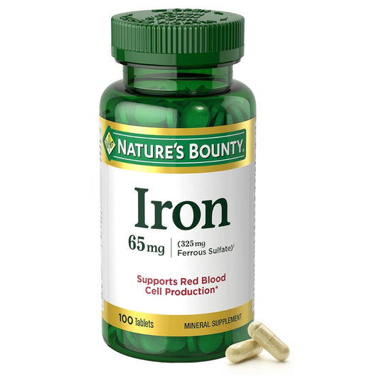 Nature's Bounty Iron 65 Mg Ferrous Sulfate - 100 Tablets Vitamins & Supplements Pasteur Pharmacy