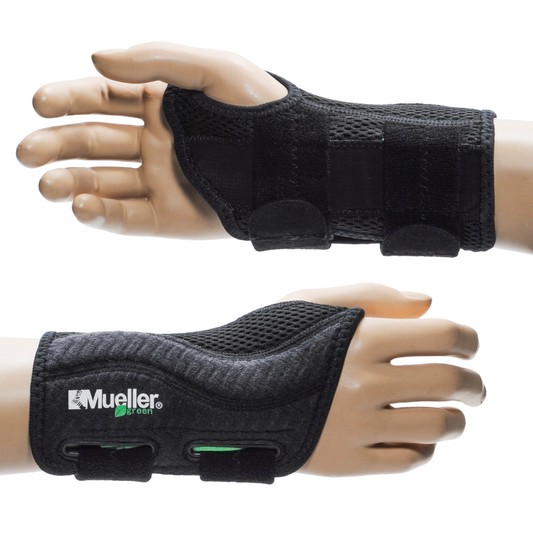 Mueller Green Fitted Wrist Brace, Black, Right Hand, Large/Extra Large Wall Jacks & Braces Pasteur Pharmacy