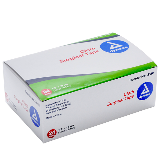 Dynarex Cloth Surgical Tape 0.5"X10 Yd, 24 Rolls Wig Glue & Tape Pasteur Pharmacy