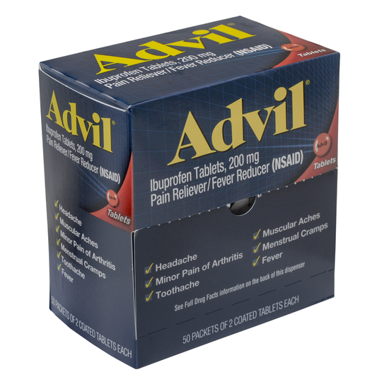 Advil Ibuprofen Tablets, Two-Pack, 50 Packs/Box - Effective Pain Relief Health & Beauty Pasteur Pharmacy