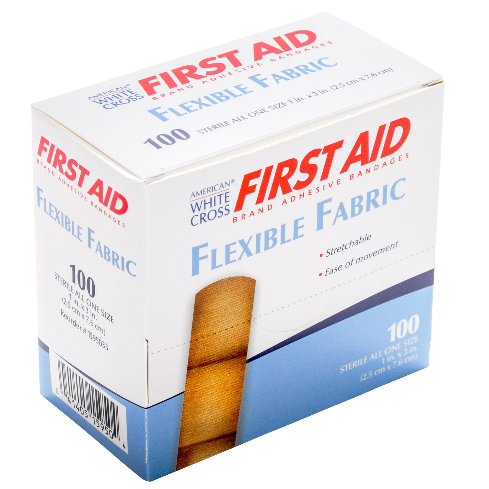 Dukal Bandage Flexible Fabric White Cross Brand 1x3 First Aid Pasteur Pharmacy
