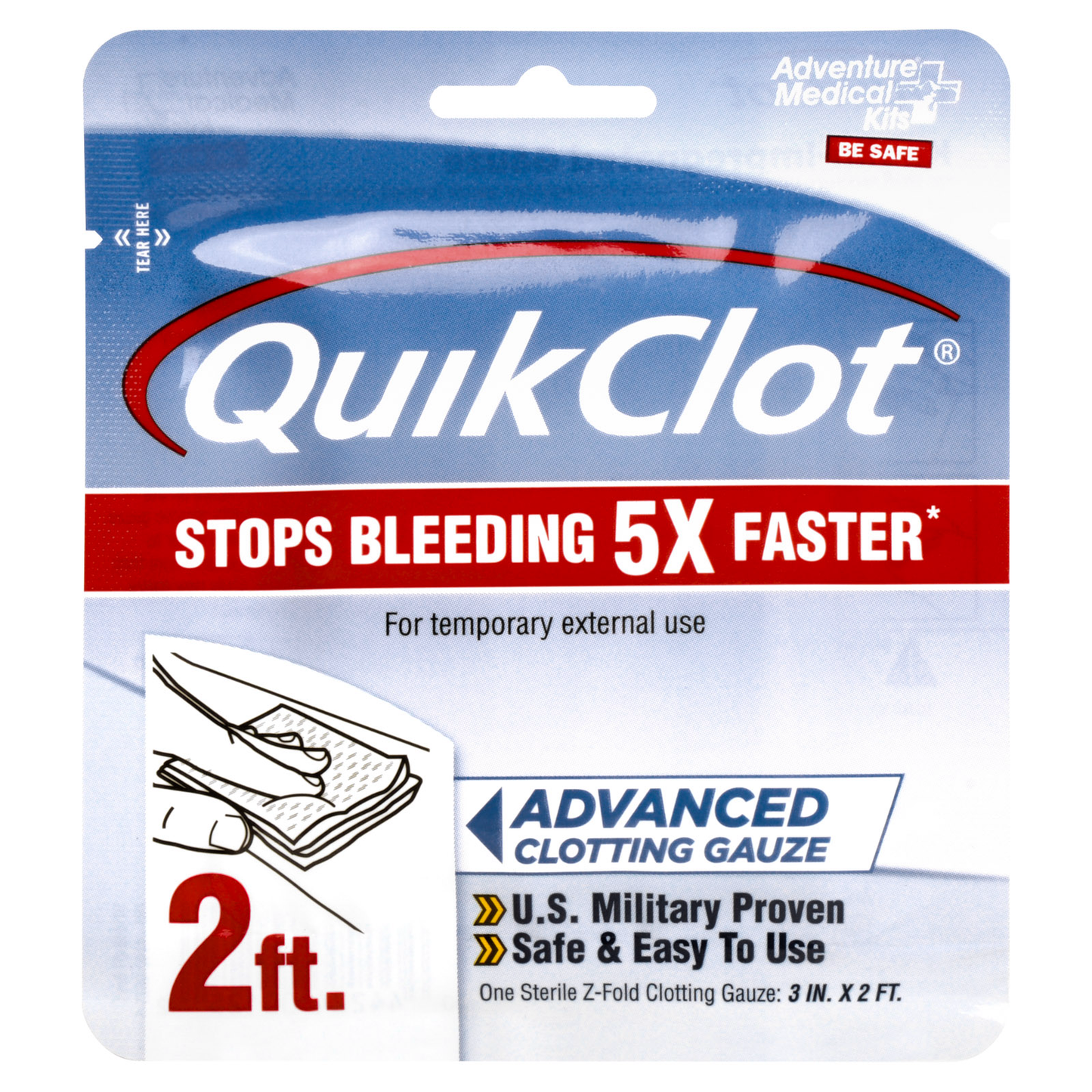 Adventure Medical Kits QuikClot Advanced Clotting Gauze - 3 X 24 In First Aid Pasteur Pharmacy