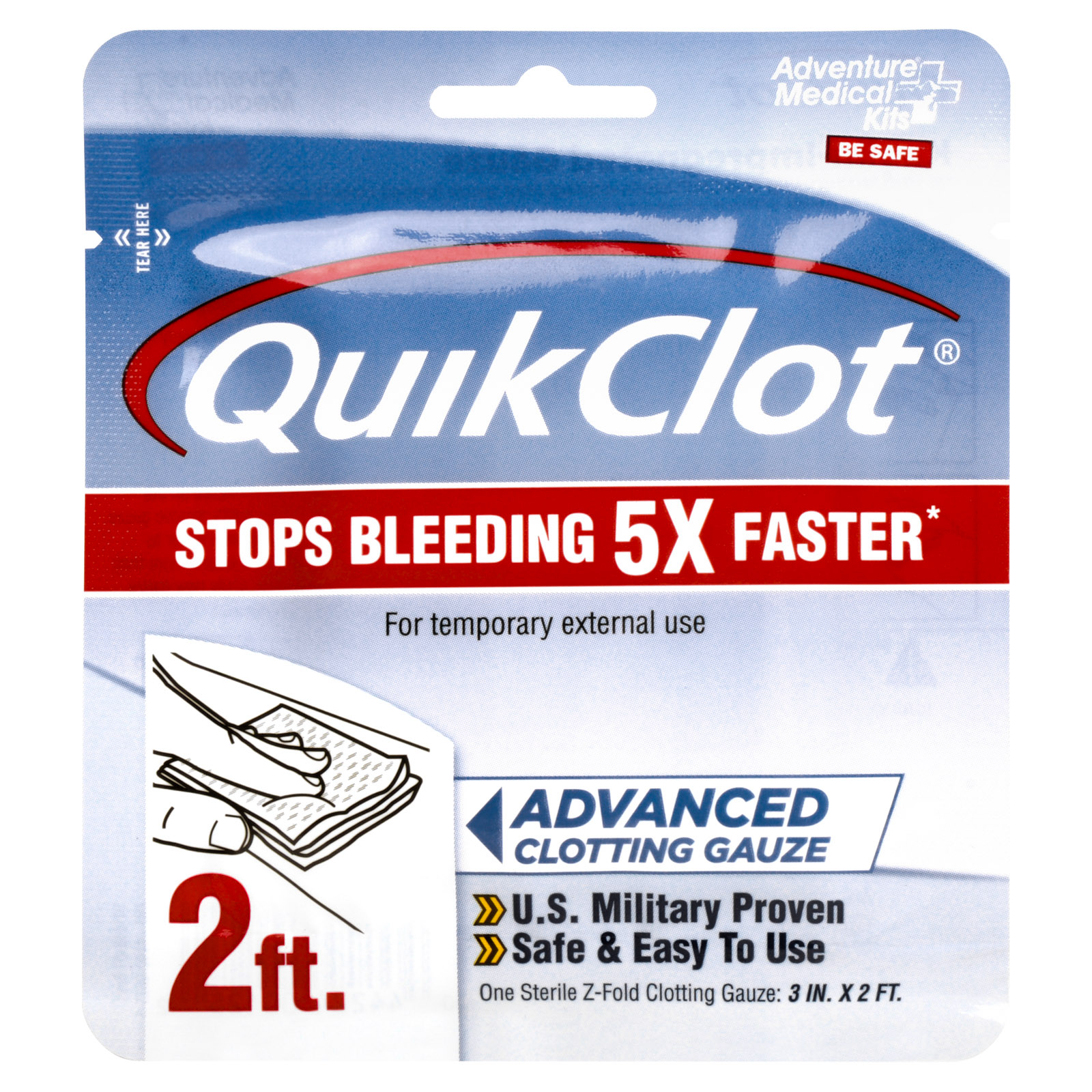 Adventure Medical Kits QuikClot Advanced Clotting Gauze - 3 X 24 In First Aid Pasteur Pharmacy