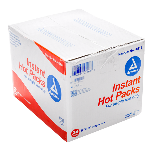 Dynarex Instant Hot Packs - 5" x 9" Single-Use Heat Therapy, 24 Count Case Hot & Cold Therapies Pasteur Pharmacy