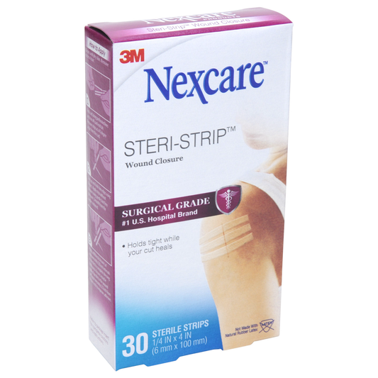 Nexcare 3M H1546 Steri-Strip Skin Closure, 1/4 In X 4 In, 30 Strips First Aid Pasteur Pharmacy