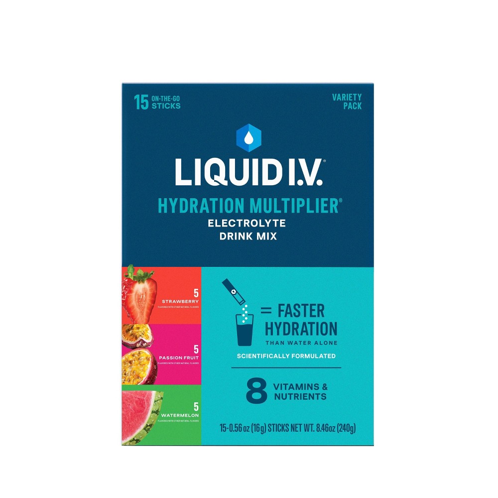 Liquid I.V.® Hydration Multiplier® – 3-Flavor Variety Pack (Strawberry, Passion Fruit, Watermelon) Powdered Beverage Mixes Pasteur Pharmacy