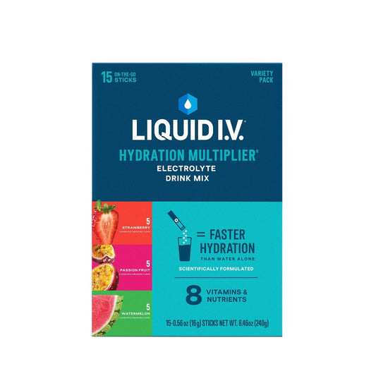 Liquid I.V.® Hydration Multiplier® – 3-Flavor Variety Pack (Strawberry, Passion Fruit, Watermelon) Powdered Beverage Mixes Pasteur Pharmacy