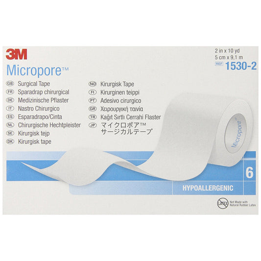 3M Micropore™ Surgical Paper Tape – 2" x 10 Yard (Pack of 6 Rolls) Double Eyelid Glue & Tape Pasteur Pharmacy