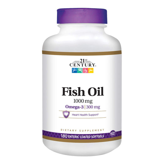 21st Century Fish Oil 1000 Mg Enteric Coated Softgels, 180Count Vitamins & Supplements Pasteur Pharmacy