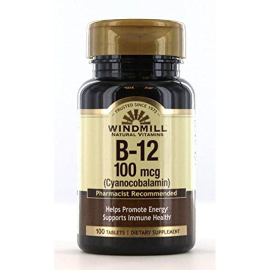 Windmill Vitamin B-12 Tablets 100 Mcg Vitamins & Supplements Pasteur Pharmacy