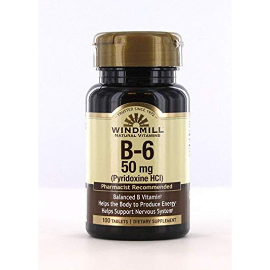 Windmill Vitamin B6 50 Mg Tablets 100ct Vitamins & Supplements Pasteur Pharmacy