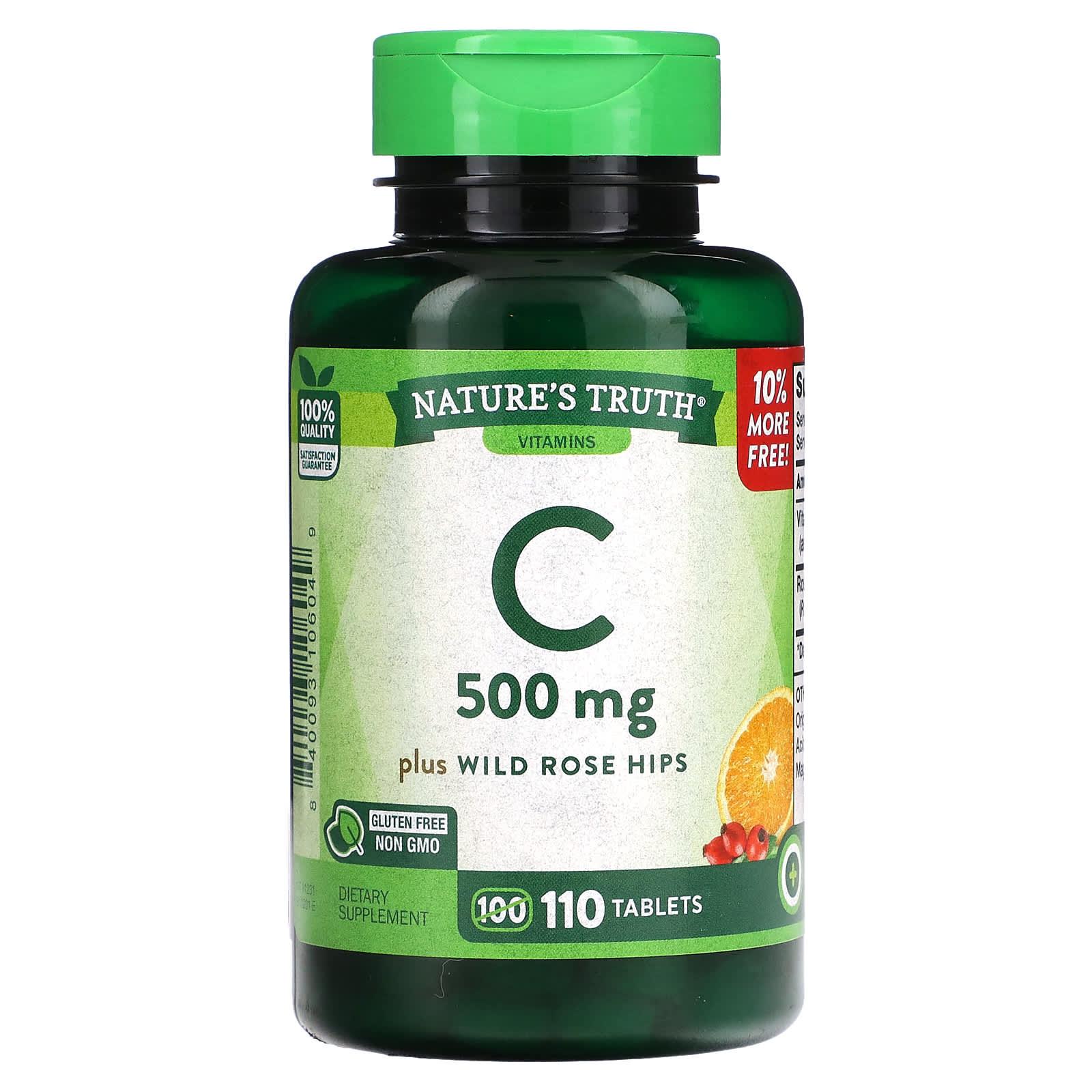 Nature's Truth S Vitamin C Plus Wild Rose Hips 500 Mg 110 Tablets Vitamins & Supplements Pasteur Pharmacy