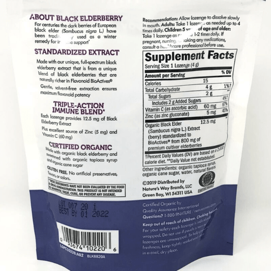 Nature's Way Sambucus Elderberry Zinc Lozenges Original Flavor 24ct Dietary Supplements Pasteur Pharmacy