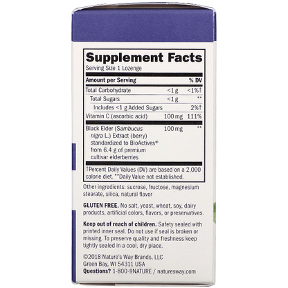 Nature's Way Sambucus Standarized Elderberry Lozenges 30ct Dietary Supplements Pasteur Pharmacy