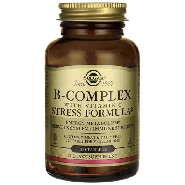Solgar B-Complex with Vitamin C Stress Formula 100 Tablets Vitamins & Supplements Pasteur Pharmacy