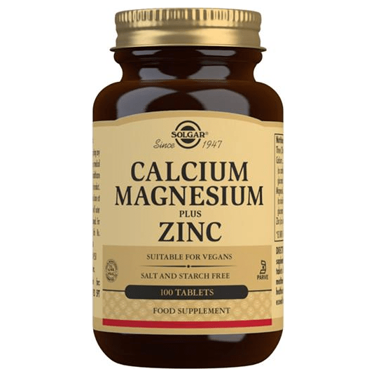 Solgar Calcium Magnesium plus Zinc 100 Tablets Vitamins & Supplements Pasteur Pharmacy