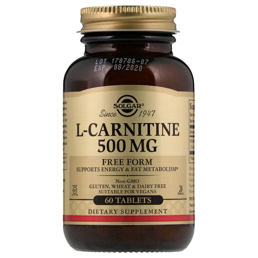 Solgar L-Carnitine 500mg 60 Tablets Dietary Supplements Pasteur Pharmacy