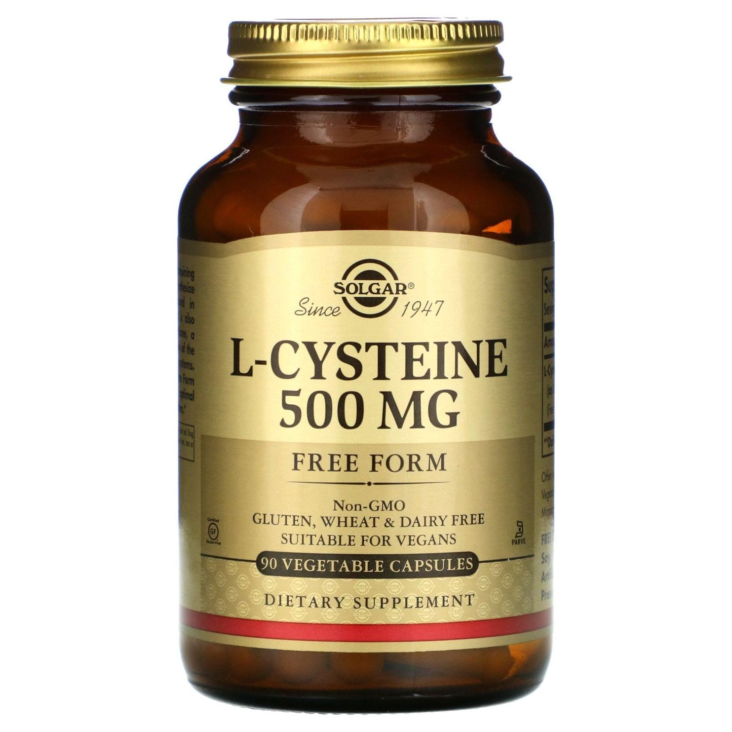 Solgar L-Cysteine 500mg 90 Vegetable Capsules Vitamins & Supplements Pasteur Pharmacy