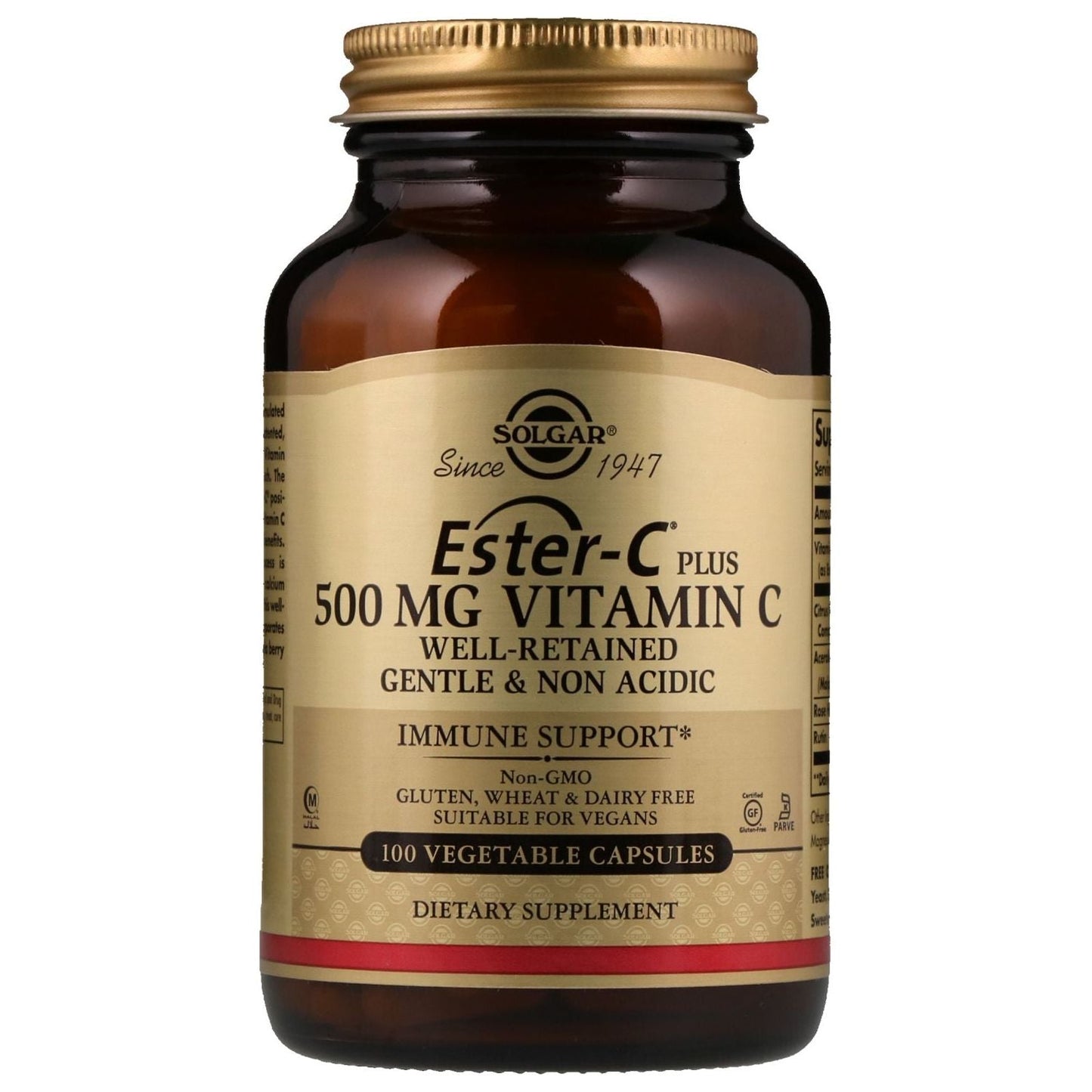 Solgar Ester-C? Plus Vitamin C 500 mg 100 Vegetable Capsules Vitamin C Supplement Pasteur Pharmacy