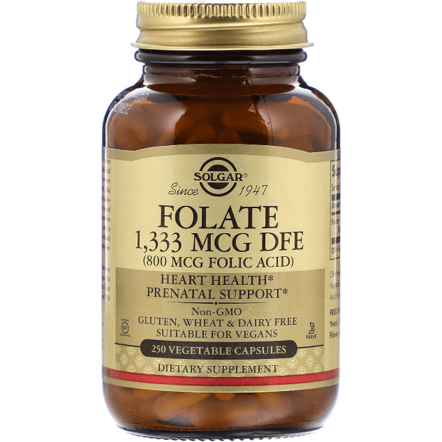 Solgar Folate Folic Acid 800 mcg - 250 Vegetable Capsules Vitamins & Supplements Pasteur Pharmacy