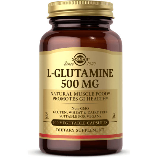Solgar L-Glutamine 500mg 100 Vegetable Capsules Dietary Supplements Pasteur Pharmacy