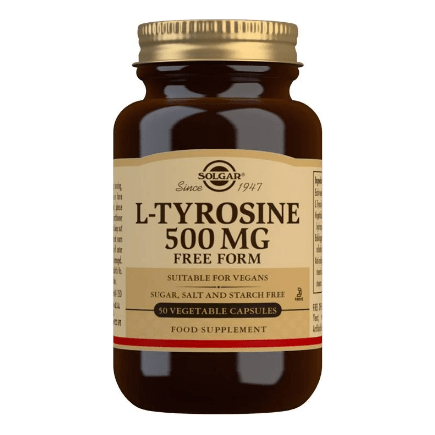 Solgar L-Tyrosine 500mg 50 Vegetable Capsules Vitamins & Supplements Pasteur Pharmacy