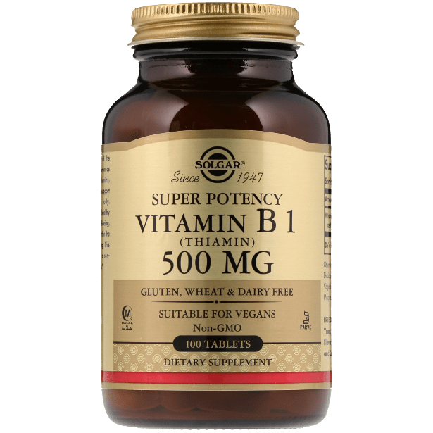 Solgar Vitamin B1 (Thiamin) 500 mg 100 Tablets Vitamin Supplement Pasteur Pharmacy