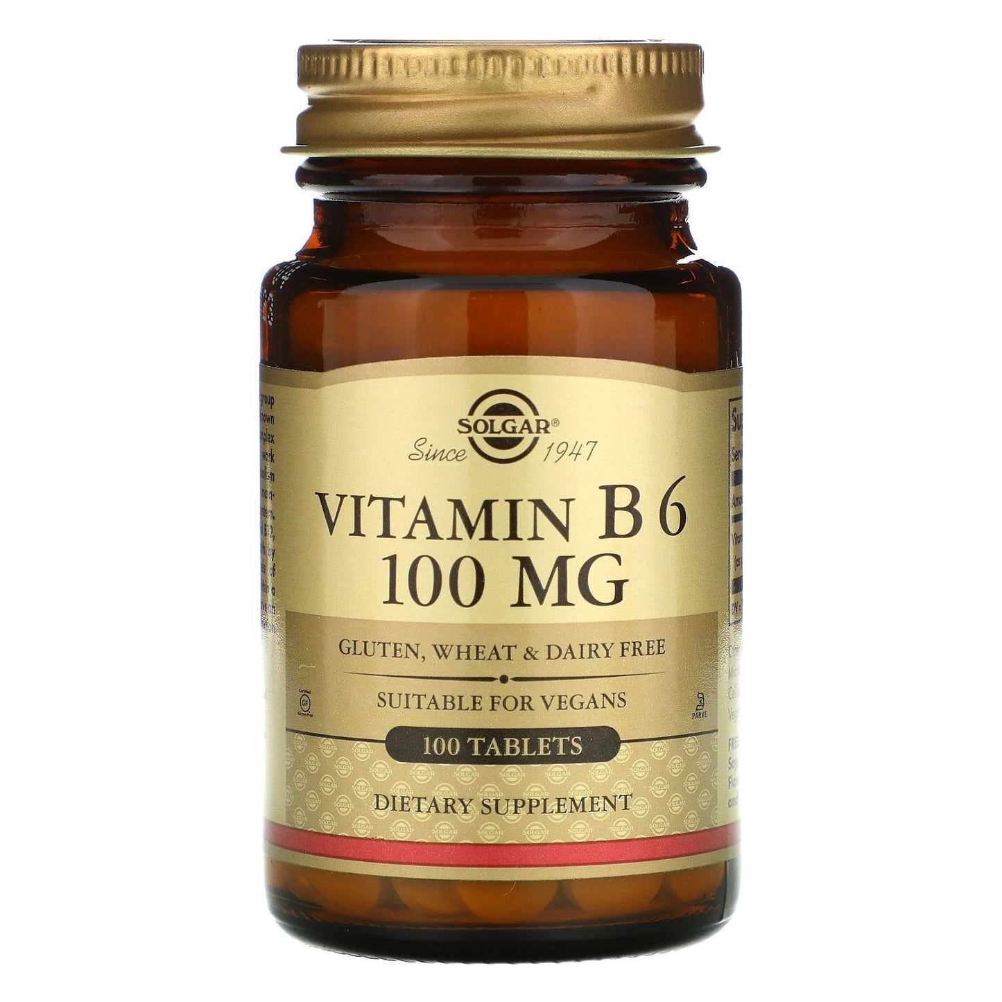 Solgar Vitamin B6 100mg 100 Tablets Vitamins & Supplements Pasteur Pharmacy