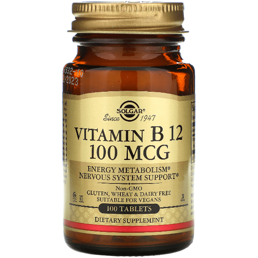 Solgar Vitamin B12 100mcg 100 Tablets Vitamin B12 Supplement Pasteur Pharmacy