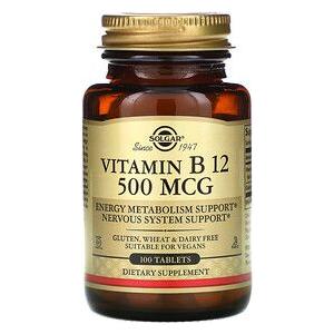 Solgar Vitamin B12 500 mcg 100 Vegetable Capsules Vitamin Supplement Pasteur Pharmacy