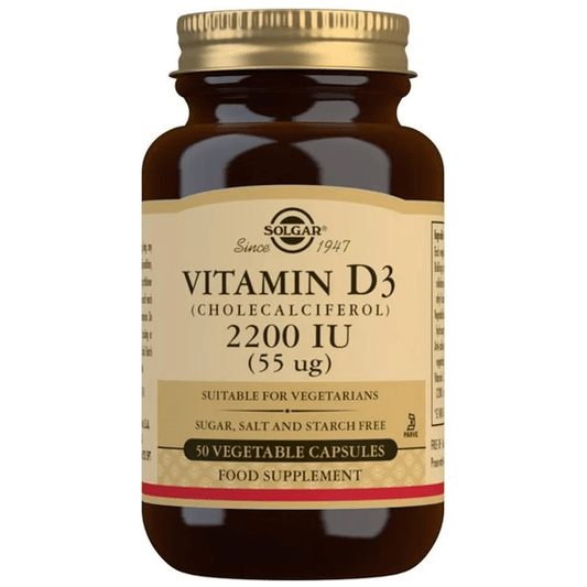 Solgar Vitamin D3 (Cholecalciferol) 55 mcg (2200 IU) 50 Vegetable Capsules Vitamin D3 Supplement Pasteur Pharmacy