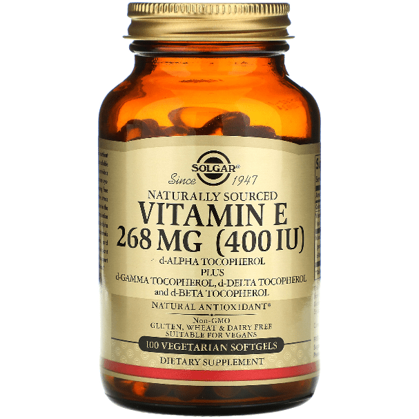 Solgar Vitamin E 268 mg (400 IU) 100 Vegetarian Softgels Vitamin E Supplement Pasteur Pharmacy