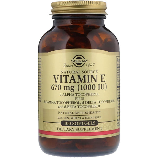 Solgar Vitamin E 670 mg (1000 IU) 60 Softgels Vitamin E Supplement Pasteur Pharmacy