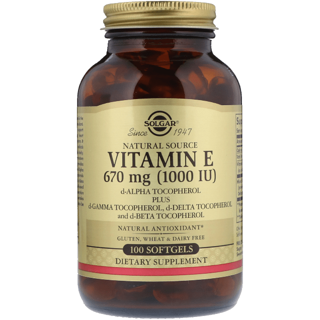 Solgar Vitamin E 670 mg (1000 IU) 100 Vegetarian Softgels Vitamin E Supplement Pasteur Pharmacy