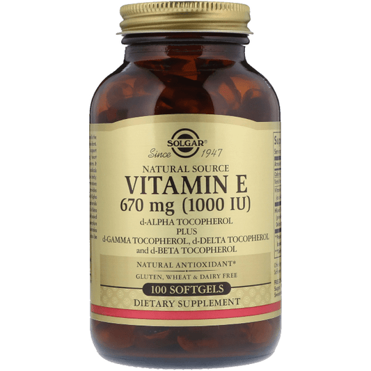 Solgar Vitamin E 670 mg (1000 IU) 100 Vegetarian Softgels Vitamin E Supplement Pasteur Pharmacy