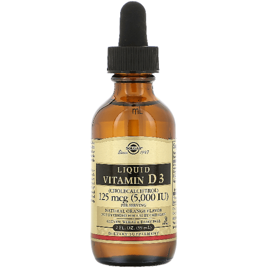 Solgar Liquid Vitamin D3 (Cholecalciferol) 125 mcg (5,000 IU) Orange Flavor 2oz Vitamin D Supplement Pasteur Pharmacy