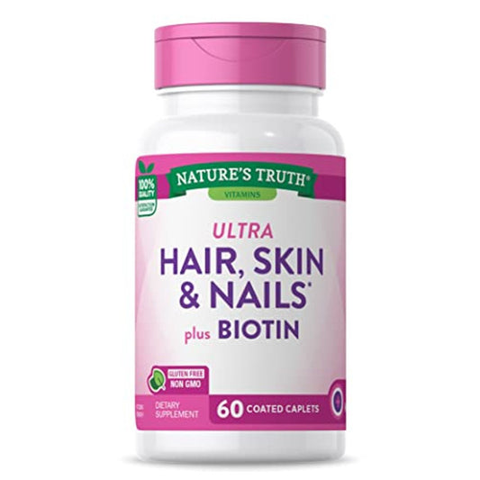 Nature's Truth Ultra Hair, Skin & Nails Plus Biotin, 60 Coated Caplets Nails Pasteur Pharmacy