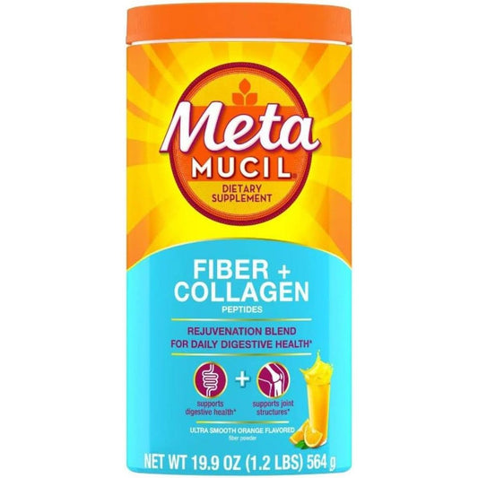 Metamucil Fiber + Collagen Peptides, Powder, Ultra Smooth Orange Flavored 19.9 Oz Vitamins & Supplements Pasteur Pharmacy