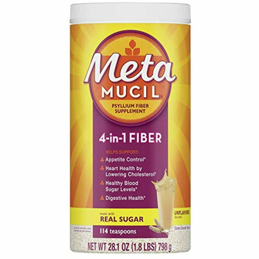 Metamucil Daily Psyllium Husk Powder Supplement With Real Sugar, 4-in-1 Fiber Unflavored Vitamins & Supplements Pasteur Pharmacy