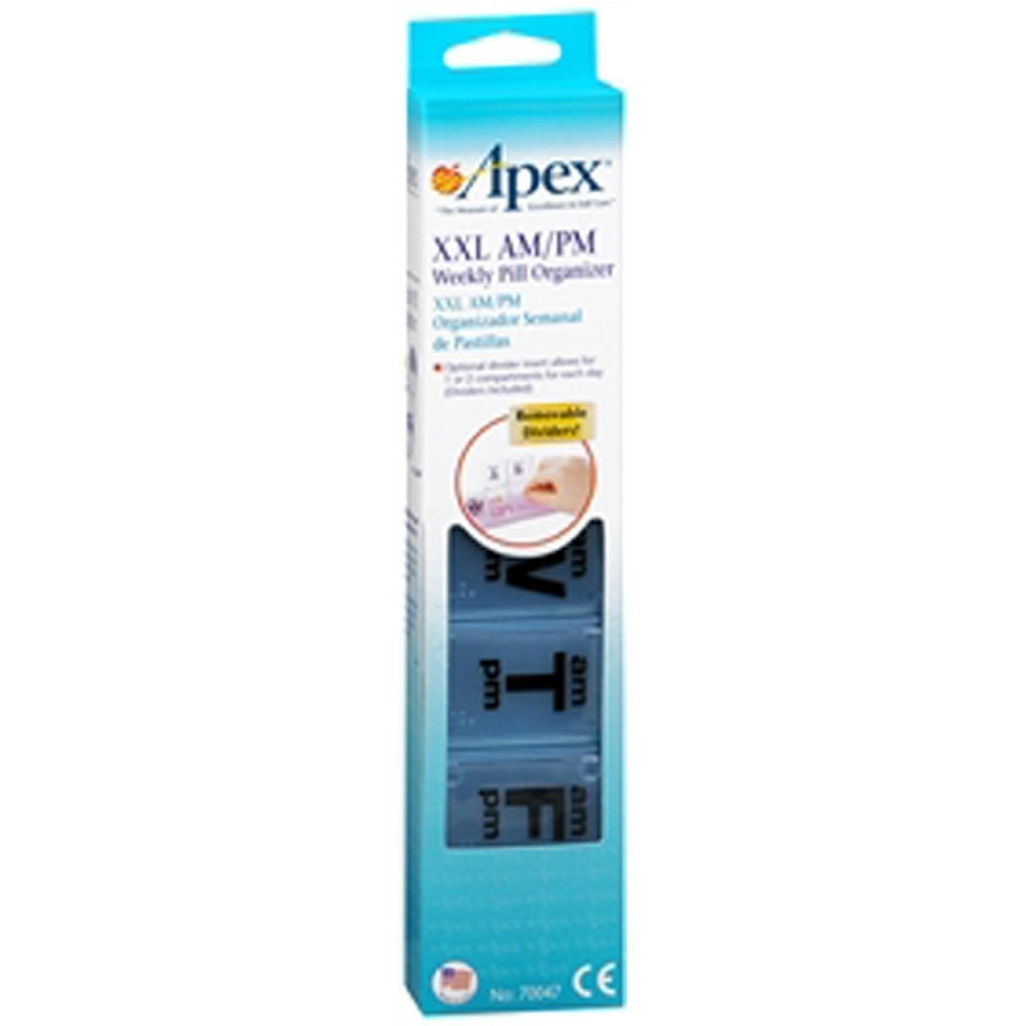 Apex 7-Day AM/PM Pill Organizer, XX-Large (XXL) - Massive Capacity Weekly Planner Health Care Pasteur Pharmacy