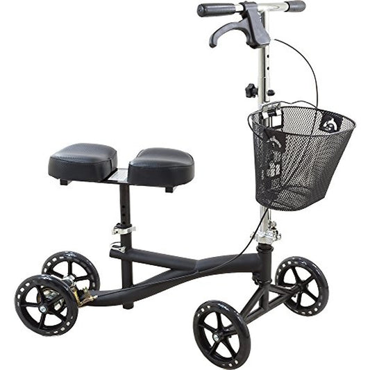 Roscoe Medical Knee Walker Scooter With Basket And Padded Seat, Black Walkers Pasteur Pharmacy
