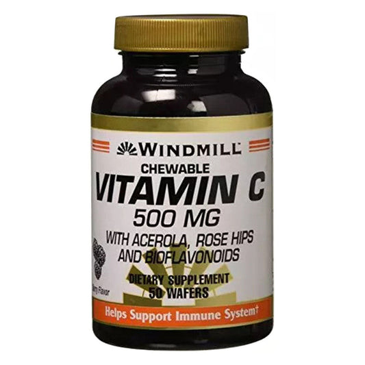 Windmill® Vitamin C 500 mg Chewable Wafers – Orange Flavor (50 Tablets) Vitamins & Supplements Pasteur Pharmacy