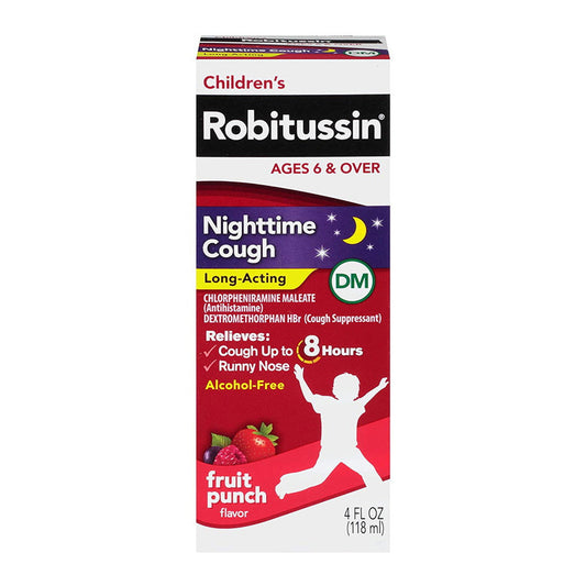 Robitussin Cough, Nighttime, Long Acting, Children's, Dm, Fruit Punch Flavor 4 Fl Oz Health & Beauty Pasteur Pharmacy