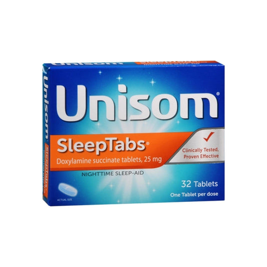 Unisom SleepTabs Nighttime Sleep Aid, 25mg Doxylamine Succinate, 16 Count Sleeping Aids Pasteur Pharmacy