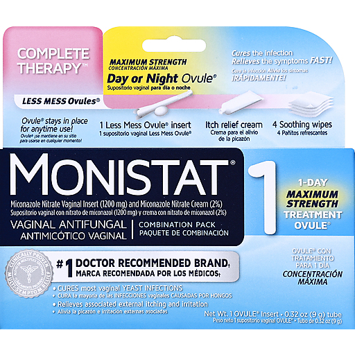 Monistat 1 Complete Therapy Vaginal Antifungal 1-Day Maximum Strength Treatment Ovule Combination Pack Health & Beauty Pasteur Pharmacy