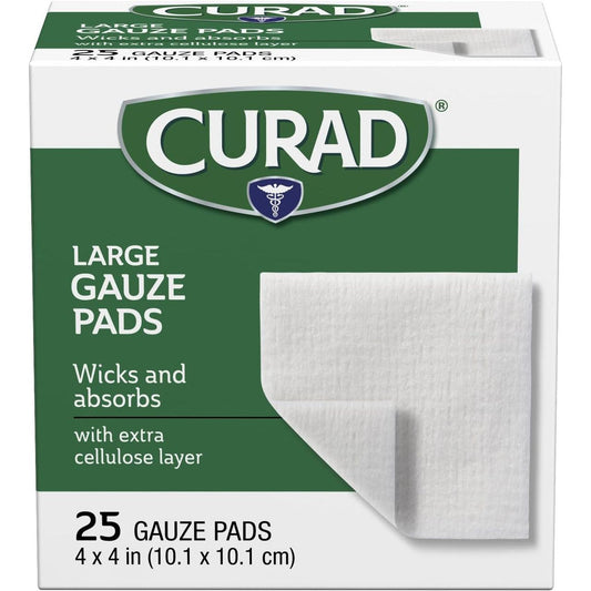 Curad Pro-Gauze Pads – 4" x 4" Sterile Absorbent Gauze, 25 Count First Aid Pasteur Pharmacy