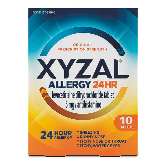 Xyzal 24 Hour Allergy Relief 5mg – Full Prescription Strength, 10 Tablets Medicine & Drugs Pasteur Pharmacy