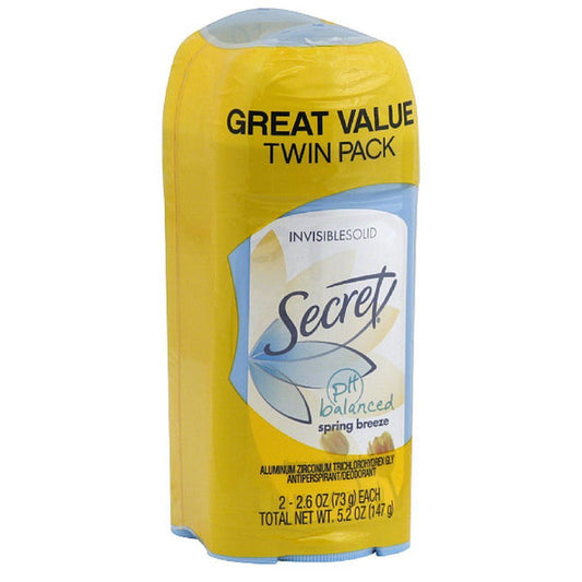 Secret Invisible Solid Antiperspirant and Deodorant, Spring Breeze, 2.6 oz (Twin Pack) Deodorant Pasteur Pharmacy